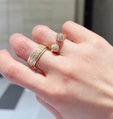 v金 750满天星时来运转情侣同款 旋转个性小众设计感时尚个性指环