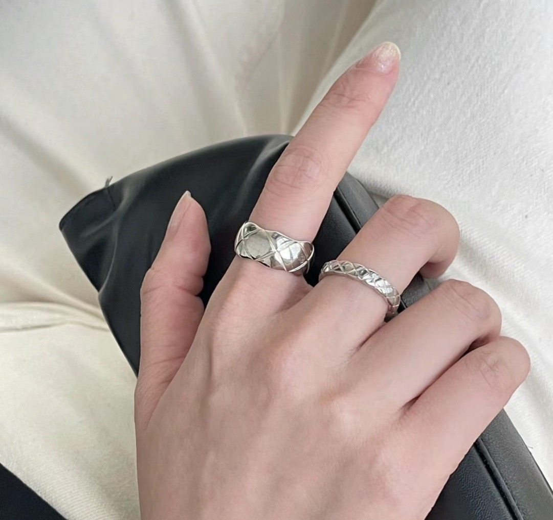 925通体纯银明星同款菱格戒指CNC高版本轻奢小众嘻哈复古情侣对戒,饰品/流行首饰/时尚饰品新,银饰戒指,淘宝优惠券,粉丝福利购,淘宝优惠卷