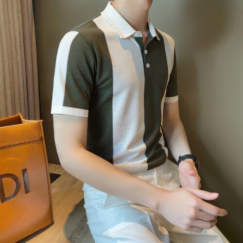 老钱风纯色针织POLO衫男夏季2026款翻领轻熟商务短袖t恤通勤男装
