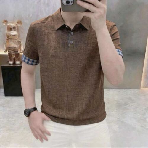 高端冰丝polo衫男短袖2025夏季男装宽松纯色百搭翻领t恤休闲衣服