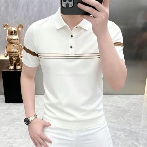 男士短袖Polo衫夏季2026新款拼接翻领半袖T恤青年休闲潮流上衣服