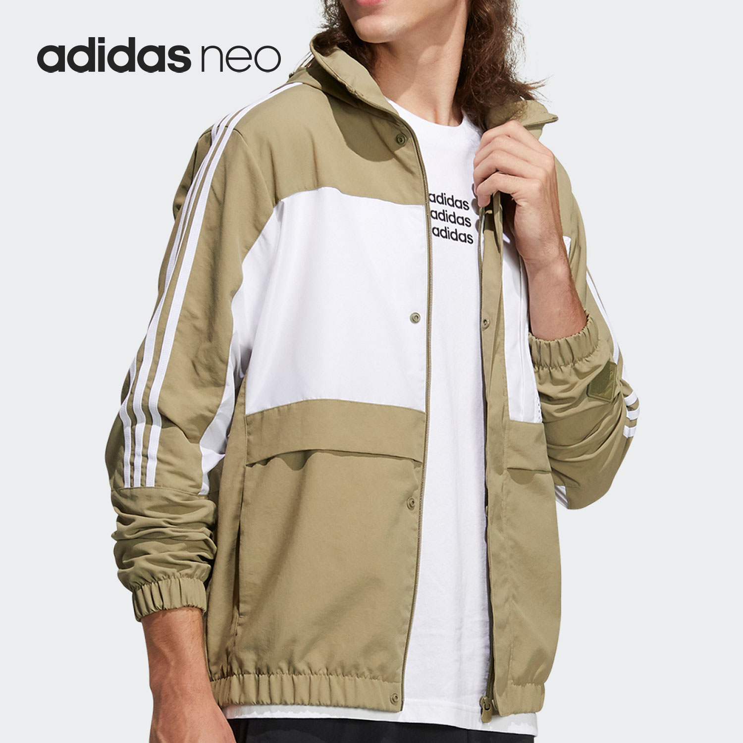 Adidas_阿迪达斯正品 NEO 新款运动休闲男子连帽拉链外套 H55263