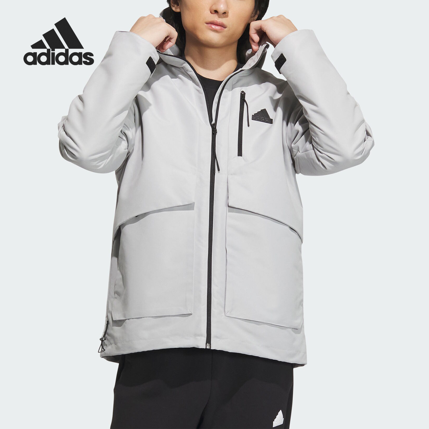 Adidas阿迪达斯新款男士宽松加绒运动连帽外套IT3953