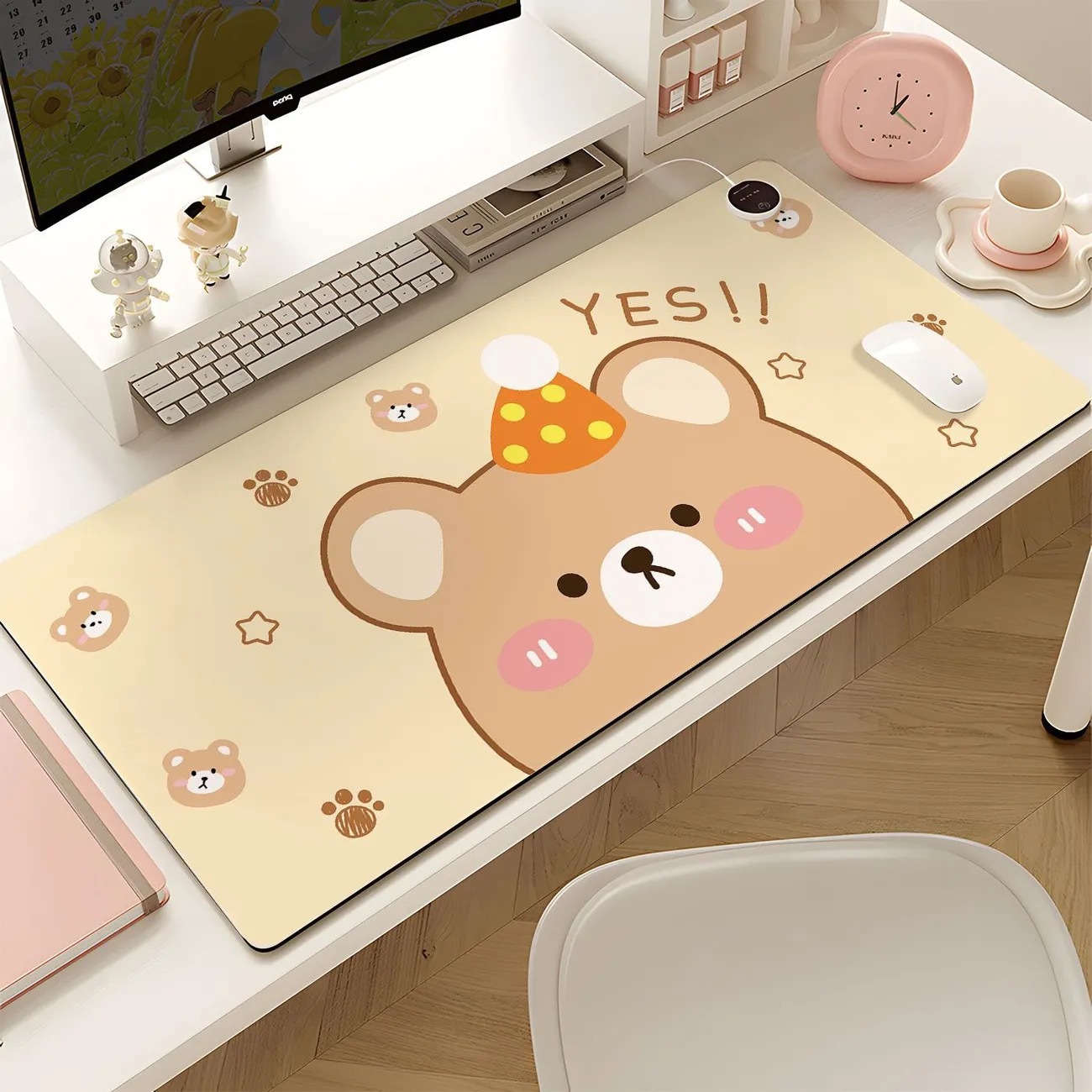 可爱卡通加热鼠标垫发热暖桌垫女生高颜值办公室桌面加热垫