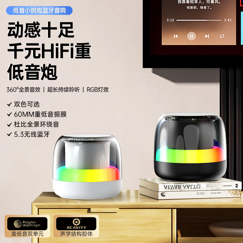 厂家直销C端爆款户外蓝牙音箱无线便携式RGB炫彩灯光炫酷骑行