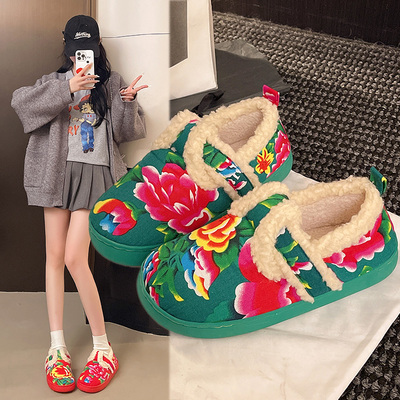 棉鞋女保暖博肯外穿东北大花秋冬