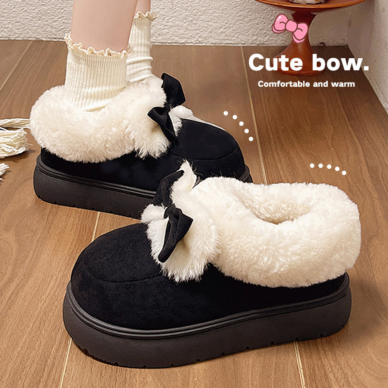 2025年新款棉鞋女蝴蝶结厚底毛绒棉拖鞋冬季保暖可爱甜美包跟居家,居家布艺,居家棉拖/棉鞋,淘宝优惠券,粉丝福利购,淘宝优惠卷