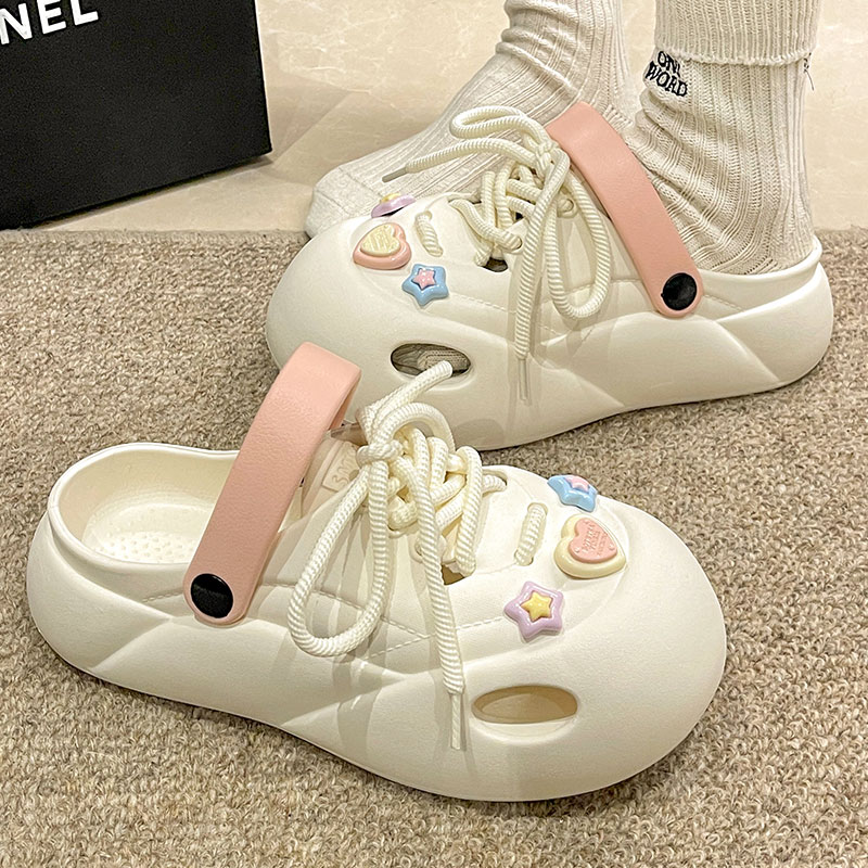 厚底增高洞洞鞋女款2025新款夏季