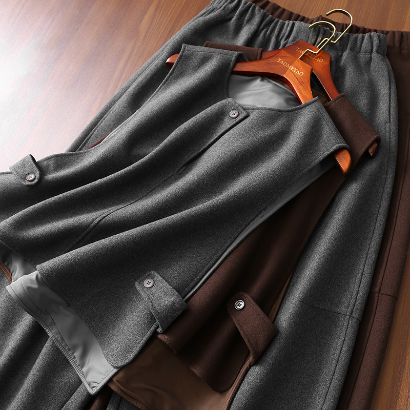 淘么淘 时髦气质款 叠搭毛呢马甲+阔腿镰刀裤春季套装（分开售）,女装/女士精品,时尚套装,淘宝优惠券,粉丝福利购,淘宝优惠卷