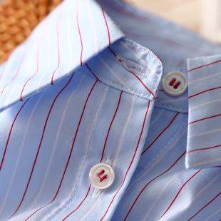 衬衫 设计感纽扣收腰撞色条纹翻领长袖 2026正流行 造型出挑 淘么淘