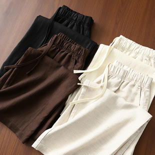亚麻松紧腰抽绳直筒阔腿裤 女 莱赛尔 淘么淘 惬意智性resort系