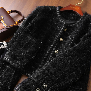 淘么淘 法式 轻奢亮丝粗花呢香风圆领短款 外套女2026新 鎏金宴会