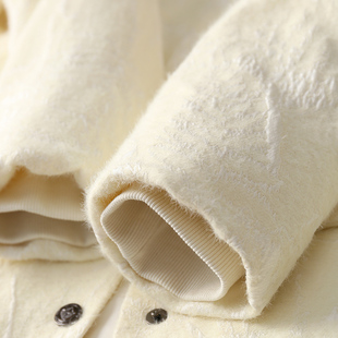 【特】【南国千金】95鸭绒服毛感肌理提花圆领小香风羽绒服外套女