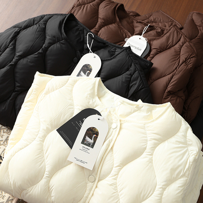 淘么淘 极简风 轻薄葫芦系带收腰圆领长袖中长款95鹅绒羽绒服女冬