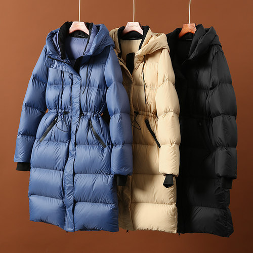 90白鹅绒东北保暖收腰连帽羽绒服