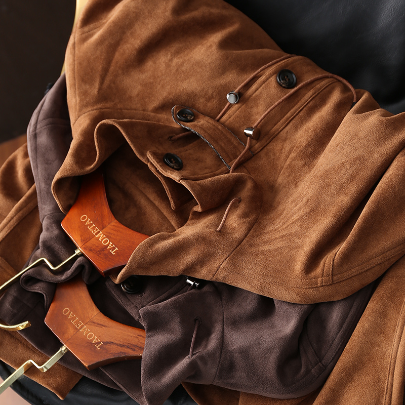 【折】 闲庭信步的率性姿态~麂皮绒立领抽绳收腰荷叶摆外套女秋季