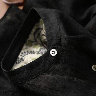 优雅感 纯亚麻两面穿印花拼接圆领宽松外套女春 有风骨 淘么淘