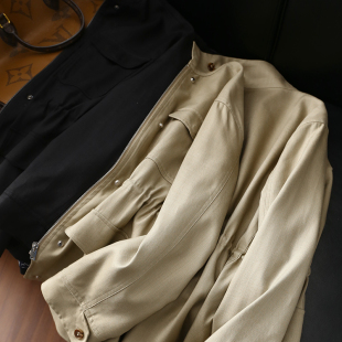 休闲内抽绳收腰宽松立领外套女2026年春季 淘么淘 复古工装 风 新款