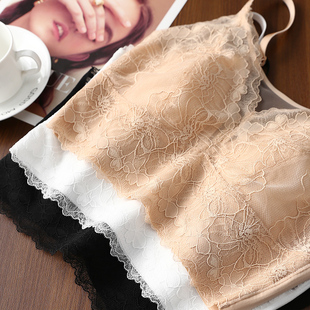 自带胸垫梦幻蕾丝透气兔耳朵抹胸细肩带美背文胸内衣女 淘么淘