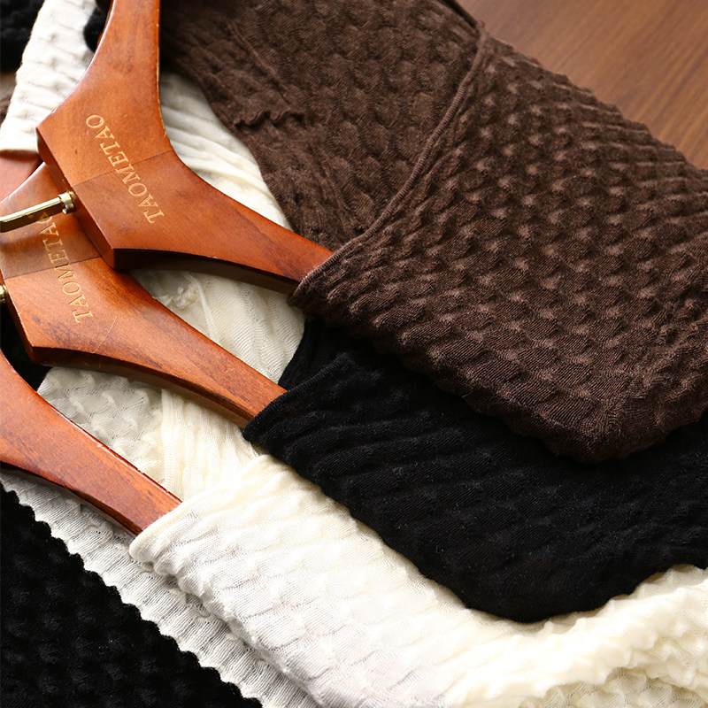 淘么淘 薄如蝉翼 绵羊毛肌理超弹透视修身显瘦短袖V领针织衫T上衣