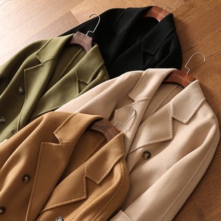 【特】 米色/L码老师傅手艺!【纯手缝】羊绒+羊毛双面呢中长大衣