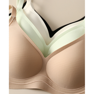 淘么淘 收副乳防下垂华夫格肌理无钢圈文胸内衣女 小胸聚拢不空杯