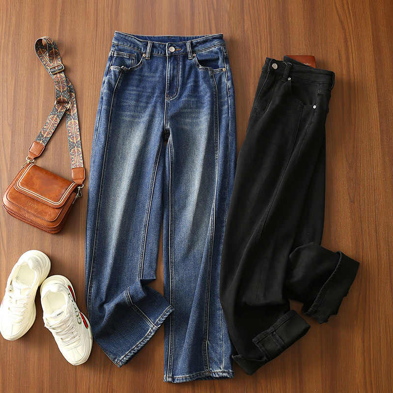 淘么淘 灵魂万搭裤 双版本小个子款/常规款高腰开叉直筒牛仔裤女,女装/女士精品,牛仔裤,淘宝优惠券,粉丝福利购,淘宝优惠卷