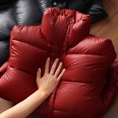 泡芙轻软 特 有机95雁鸭绒无胆充绒宽松保暖立领羽绒服女新款