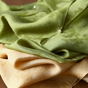 衬衫 淘么淘 国风竹叶暗纹提花天丝镂空珍珠扣翻领长袖 美学 中式