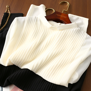 衬衫 淘么淘 延续简洁美学 轻盈优雅塔克褶宽松后排扣立领长袖 新款