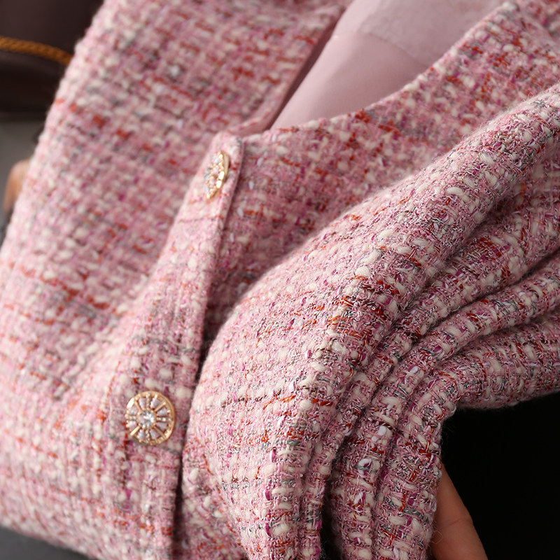 淘么淘 一眼心动 薄雾玫瑰粉香风粗花呢含羊毛圆领外套女早春新款,女装/女士精品,短外套,淘宝优惠券,粉丝福利购,淘宝优惠卷