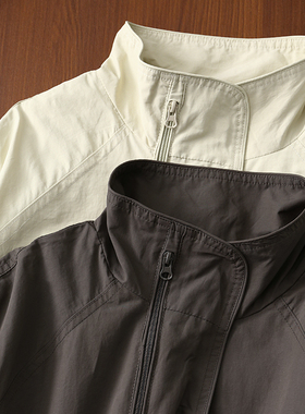 淘么淘 OLD MONEY调性！立领半拉链宽松薄款风衣外套女春季新款