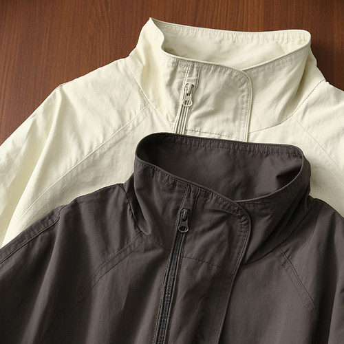 淘么淘 OLD MONEY调性！立领半拉链宽松薄款风衣外套女春季新款