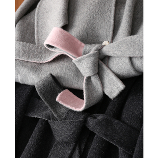 【特】【继承者大衣】羊驼毛+绵羊毛双面异色腰带围脖领毛呢外套