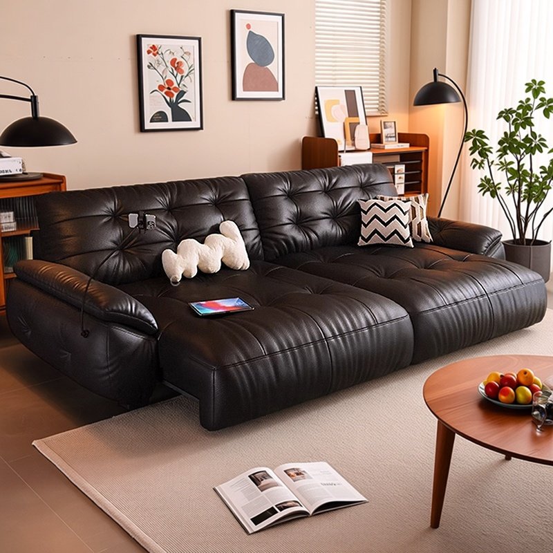 电动多功能真皮沙发床客厅2025新款真皮伸缩可躺可睡直排智能沙发,住宅家具,功能沙发,淘宝优惠券,粉丝福利购,淘宝优惠卷