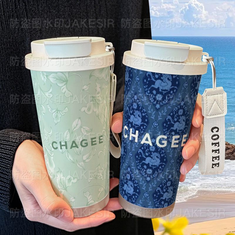 霸王茶姬周边保温杯316不锈钢大容量吸管水杯车载咖啡杯男女