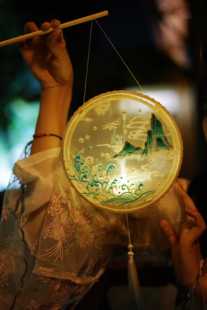 云川阁 蓬莱仙绣花鼓灯 古风手提灯 汉服宫灯绣花灯