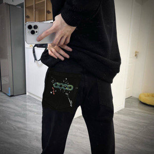 直筒弹力休闲潮流长裤 男修身 网红GOD高端欧美潮牌印花牛仔裤 秋款