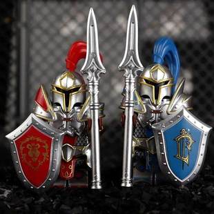 适用乐高魔兽世界暴风城联盟古代士兵战骑士人族步兵军事人仔积木