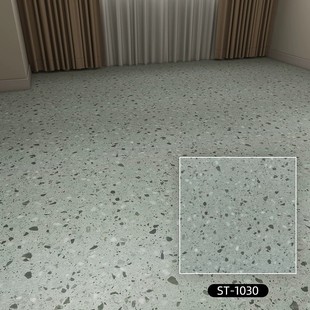 灰白色斑点石头纹pvc地胶仿水磨石塑胶地板厂家批发LVT地板水泥色