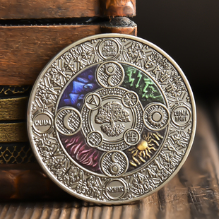 创意生命树日月阵图阴阳太阳神古银硬币复古做旧礼物品工艺纪念章