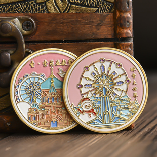 哈尔滨冰雪大世界中央大街圣索菲亚教堂城市纪念品旅游文创纪念章