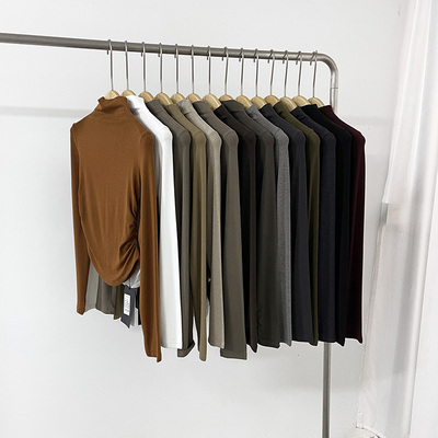 褶皱收腰修身内搭上衣