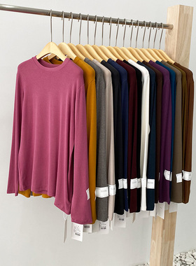 元熙6099-1春季新款洋气打底衫女宽松弹力长袖T恤带标内搭上衣潮