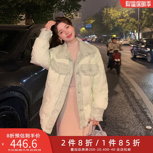 大码女装胖mm冬装2023年新款气质显瘦毛边翻领高级90白鸭绒羽绒服