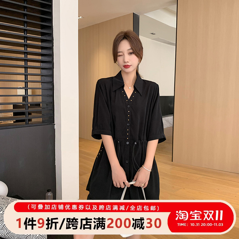 五季家大码女装2023年新款时尚夏装小众套装别致抽绳收腰上衣短裤