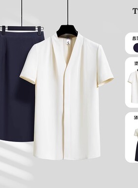 清仓捡漏品牌折扣店高级感白色衬衫女短袖夏季职业气质上衣OL衬衣