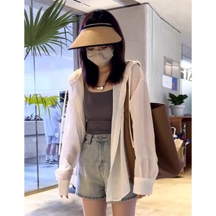清仓一线大品牌折扣天丝连帽防晒衣衬衫 上衣薄外套 女夏季 外搭长袖