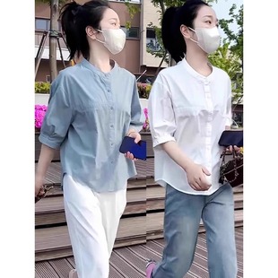 衬衣 清仓捡漏一线大品牌折扣店衬衫 女短袖 夏季 宽松小个子休闲中袖
