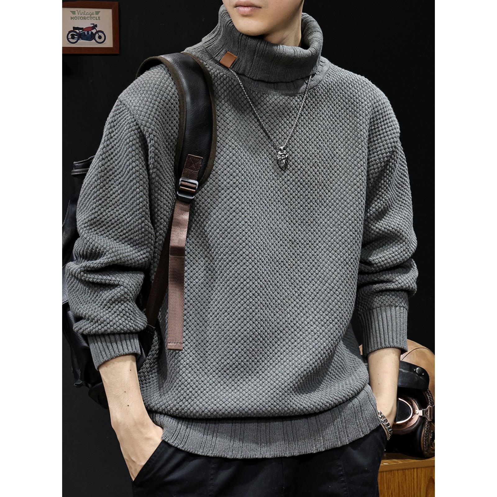 高领毛衣男冬季2025新款慵懒重磅针织潮牌宽松大码男士外套秋冬款